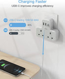 Tessan Multi Plug Extension 2 AC sockets 1 USB C plug 2 USB plug