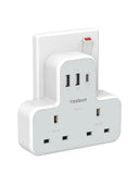 Tessan Multi Plug Extension 2 AC sockets 1 USB C plug 2 USB plug